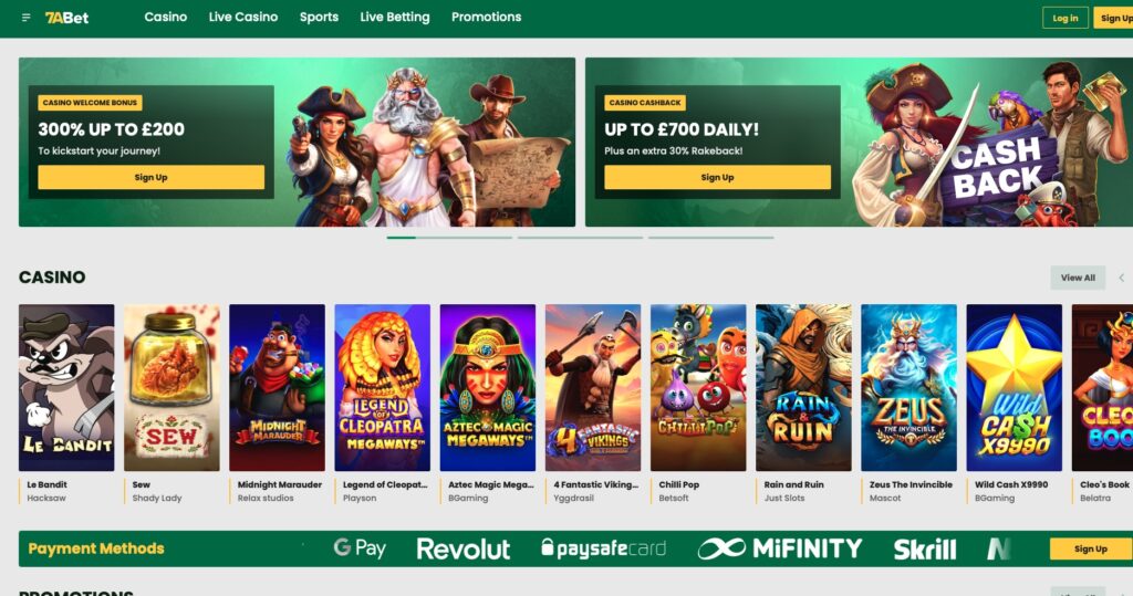 7ABet - New 5* Rated Credit Card Casino